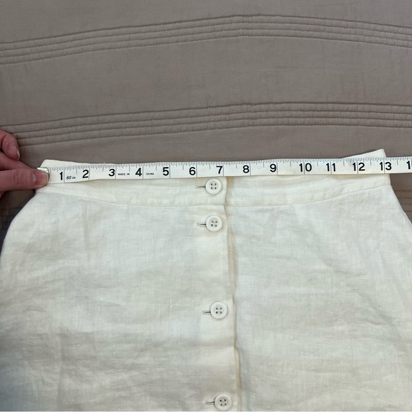 Paris Atelier & Other Stories Cream Button-Front A-Line Linen Skirt - Picture 7 of 9